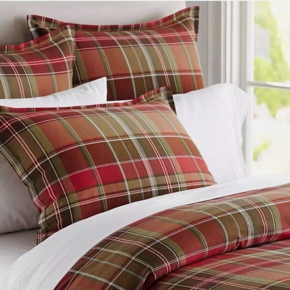 Pottery Barn  Plaid Queen Duvet Cover with Two Standard Shams "Tahoe" - Picture 1 of 3